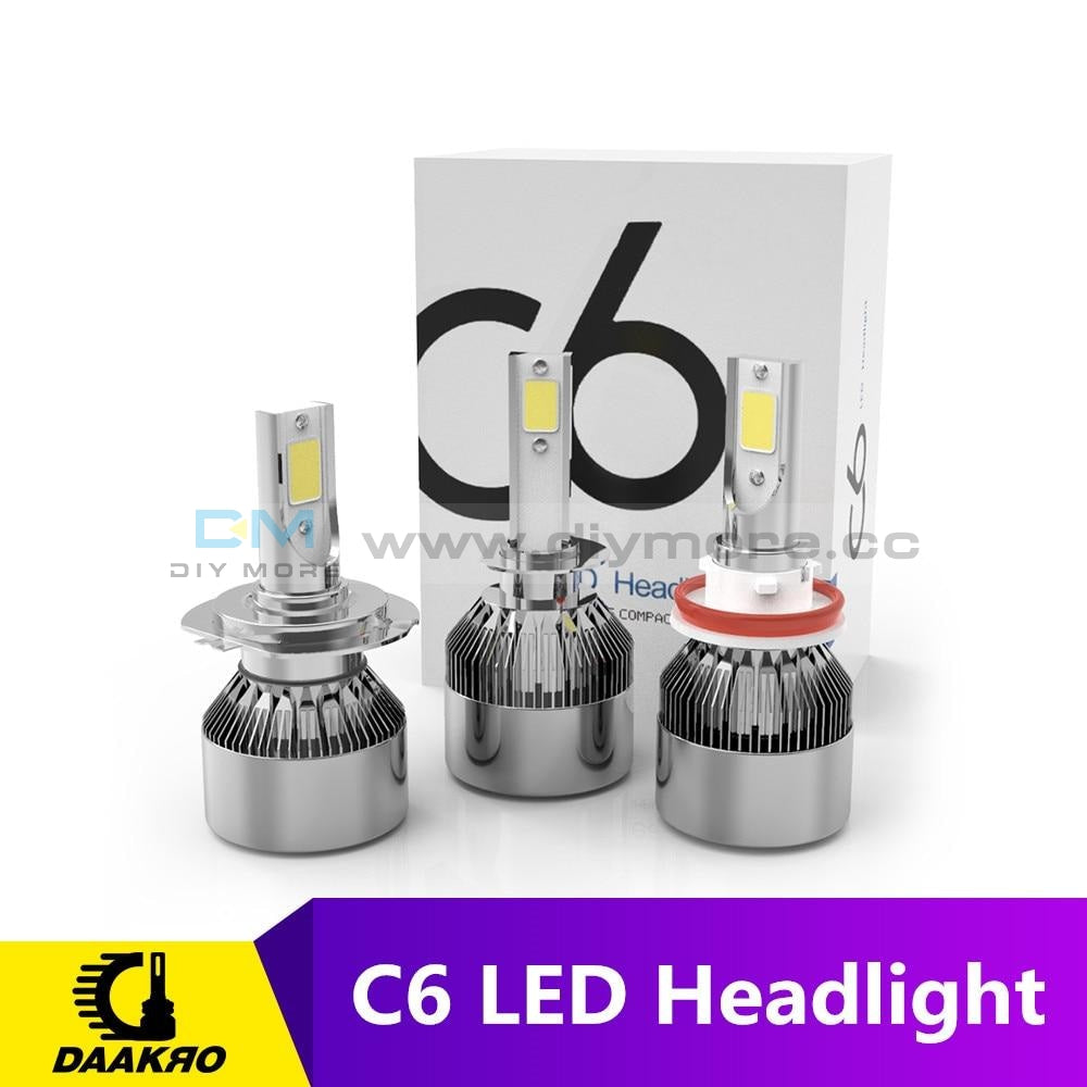 C6 12V H4 Car LED Headlight Cool White (Set of 2) : : Car &  Motorbike