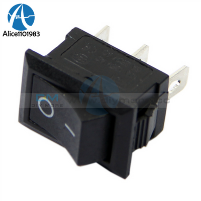 5Pcs Ac 6A/250V 10A/125V 3 Pin Terminal Snap In On Off Boat Switch Black Rocker Boatlike 3Pin