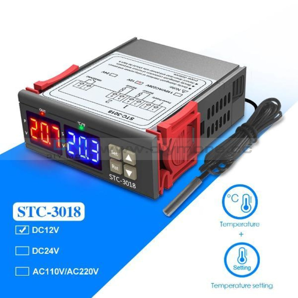 STC-3018 DC 12V Dual LED Display Temperature Controller Sensor Probe T –  diymore