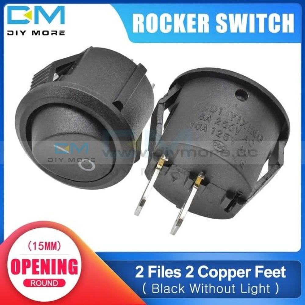 5Pcs Kcd1 15Mm Small Round 2 Pin 3 Files With Light 3A/250V 6A/125V Ac Rocker Switch Seesaw Power